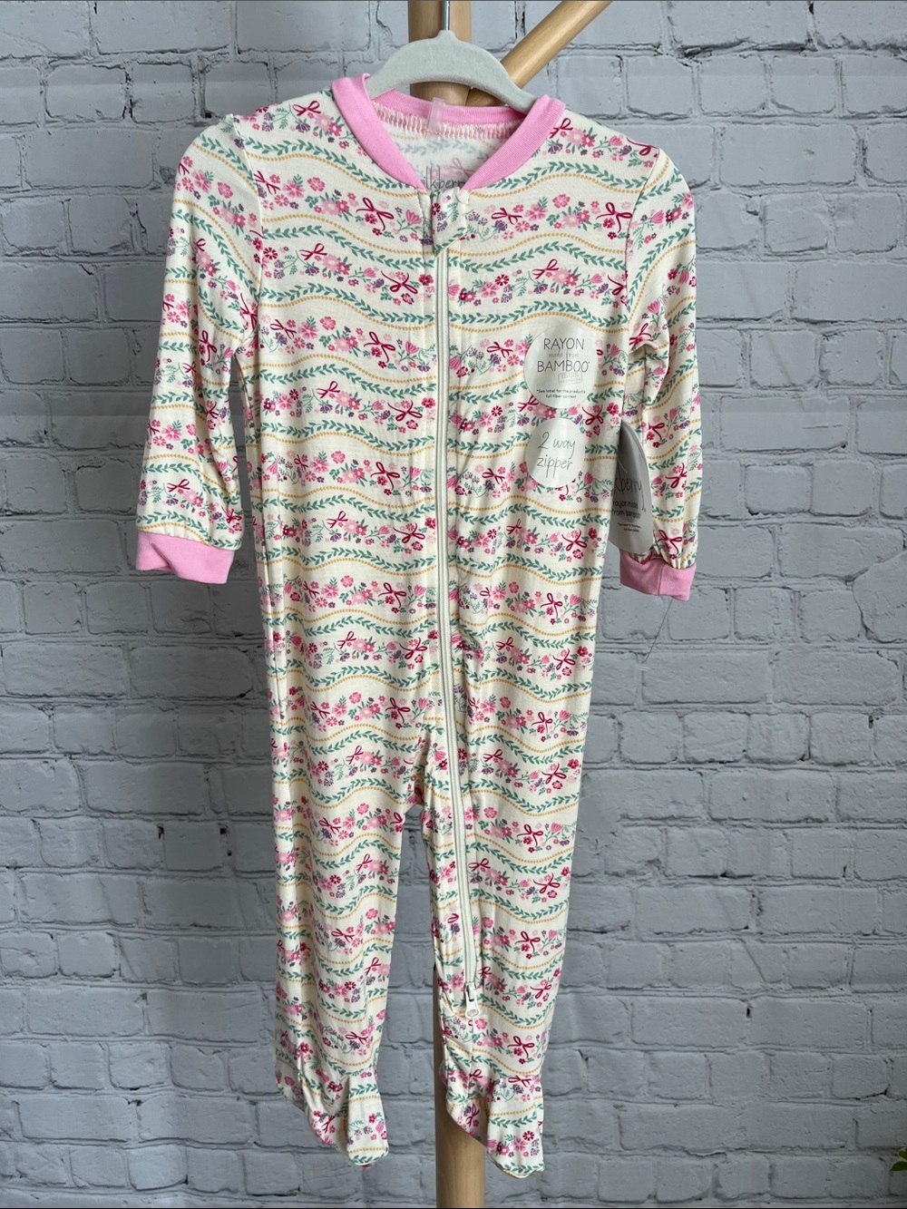 NEW Milkberry Bamboo Floral Baby 2 Way Zipper Footie Sleeper